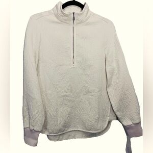 Per Se By Carlisle Beige Stitched Embroidered Design Zip Top! Sz 4 NWT
